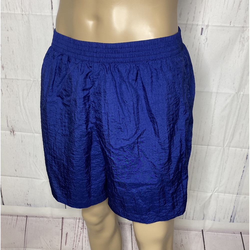 Vintage The Body Co Shorts Nylon Unlined Shiny Retro 90s Running Blue Men‎ XL